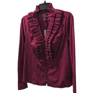 Renuar Berry Ruffle Trim Blouse Women's Size 6‎